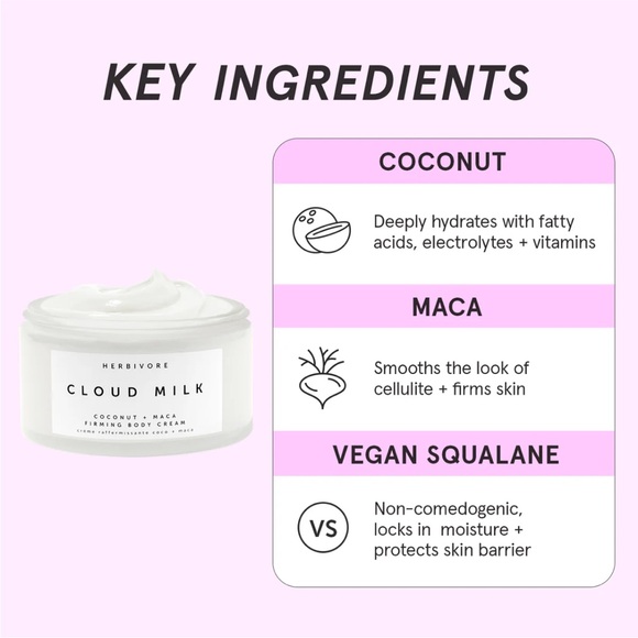 NIB Herbivore Cloud Milk Firming Body Cream Maca Root Coconut body butter Sealed - Picture 4 of 12